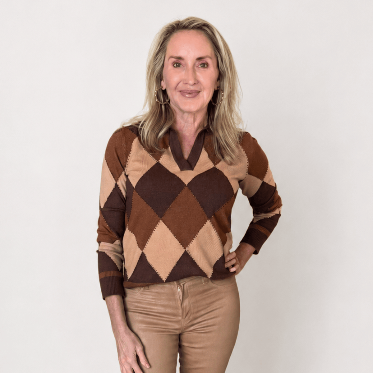 Arglye Polo Brown Sweater