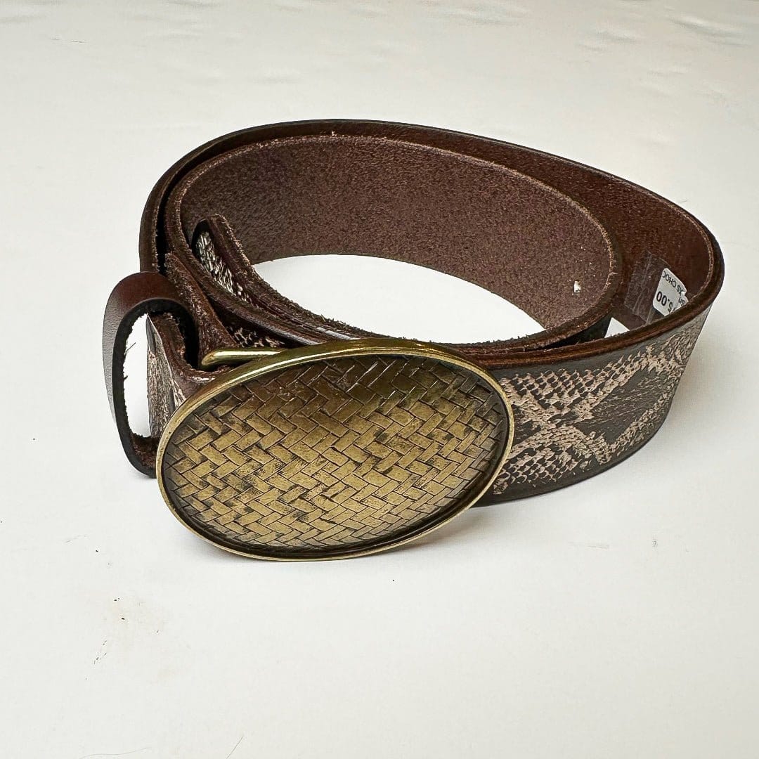 Italian Leather Snake Print Belt