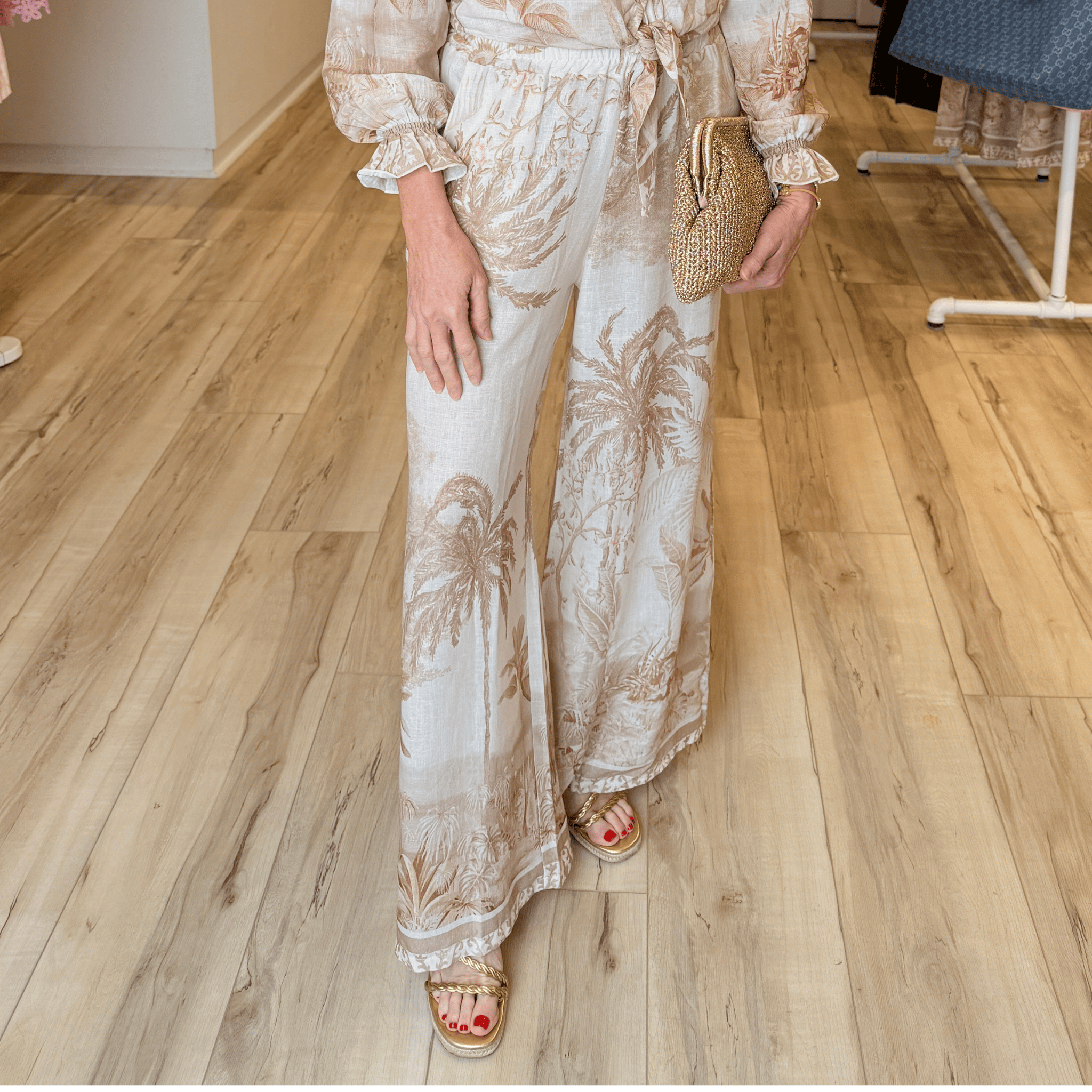 CSS - Palm Print Wide-Leg  Pants